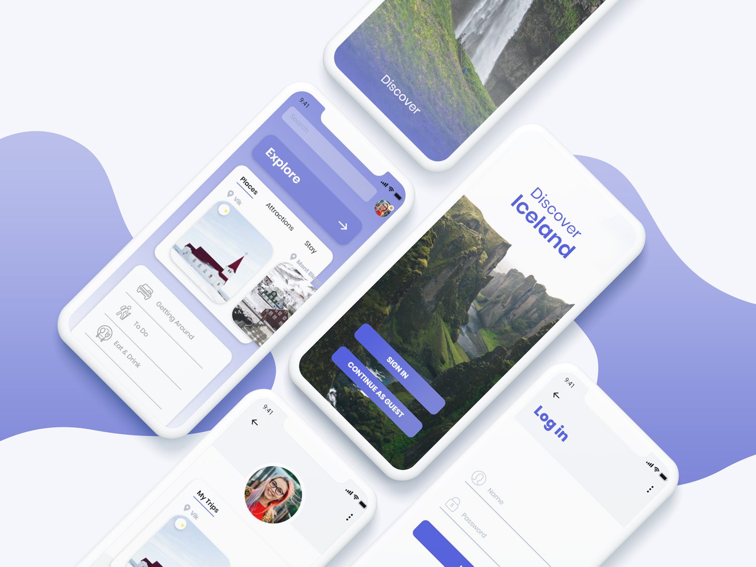 Iceland Travel App Screen Mockup