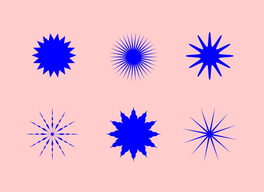 Star shapes created by using the zigzag distortion tool. 